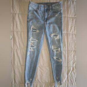 American Eagle Super Hi-Rise Distressed Jeans